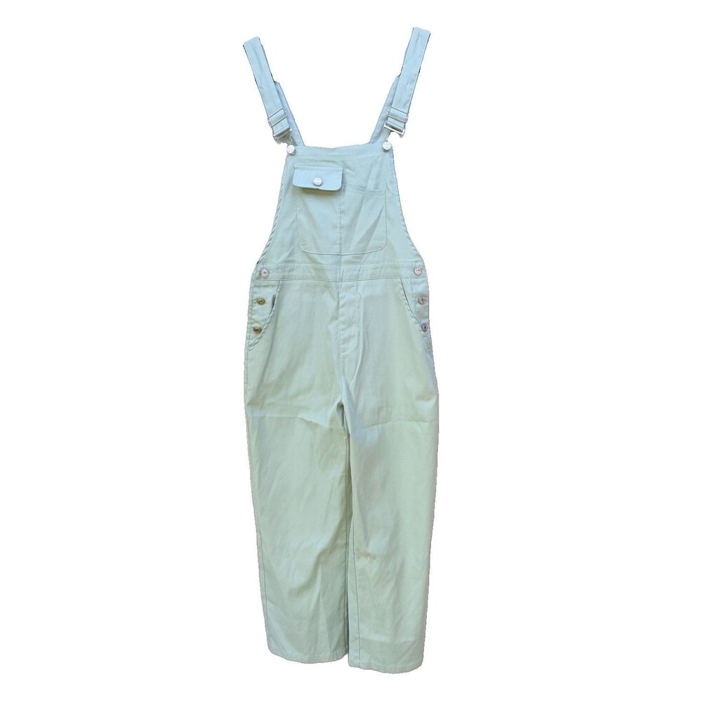 Women’s Mint Green Overalls Wide Leg Adjustable Strap Jumpsuit Dungarees Size M